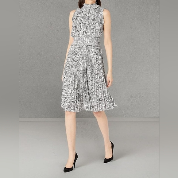 Nanette Lepore Dresses & Skirts - Nanette Lepore Black And White Pleated Smocked Midi Dress Size 6
